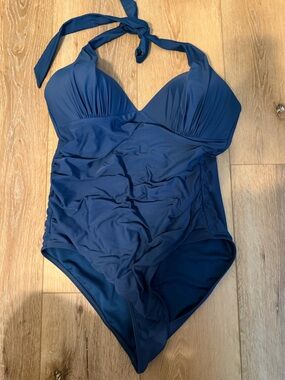 Cupshe Navy Blue Halter One-Piece Swimsuit